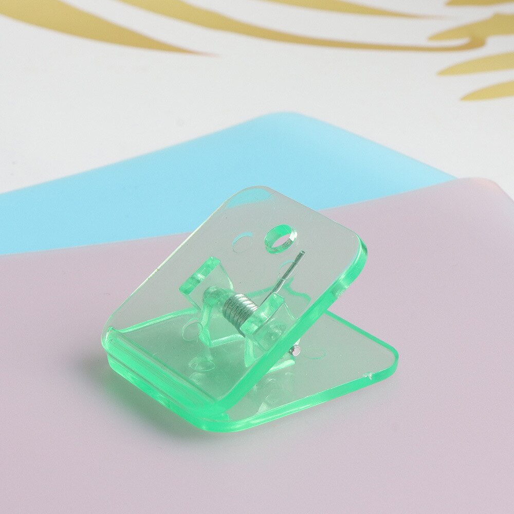 Clips de couture en plastique, 10 pièces, Clip d&#39;angle acrylique, reliure à longue queue pour fournitures de couture, Clip de chemise, pinces pour tissu: transpt green 10pcs