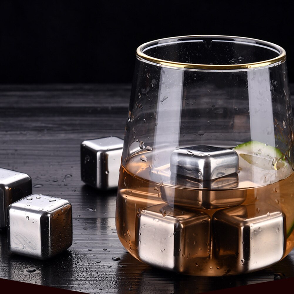 Reusable Bar Whiskey Cooler Stainless Steel Ice Cubes Whiskey Wine Cooling Beer Drinks Cooler Ice Kitchen Gadgets