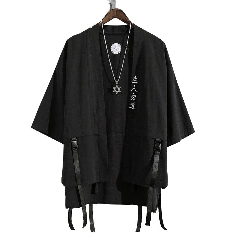 Summer Men&#39;s Haori Cardigan Kimono Men Shirt Samurai Japanese Clothing Robes Loose Tin Shirts Streetwear Asian Clothes Camisas