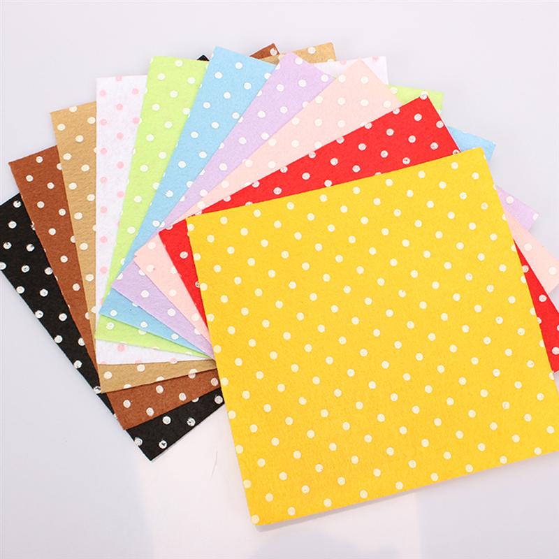 20 st 10 färger handgjorda diy non-woven tyger prickmönster tyg diy pysseltyg för barn barn  (30 x 30cm)