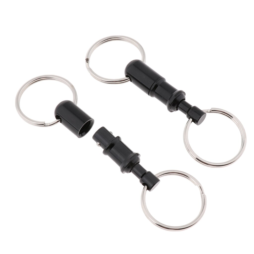 2 Stks/pak Quick Release Sleutelhanger Pull-Apart Afneembare Sleutelhanger Met Twee Zware Split Rings Key Accessoires: Black