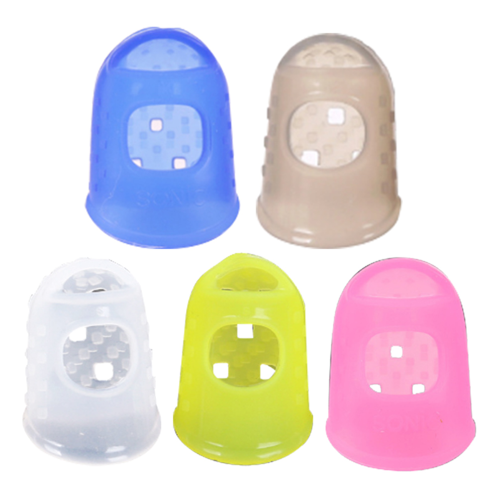 12 Pcs Thin Guitar Thumb Picks Finger Cap Protect Fingers for Splicing Line Pressing Elastic Ukulele Finger Hat