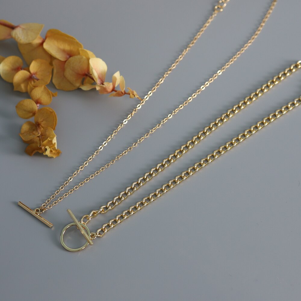 2 stücke Kreative Jahrgang Dicke Kette OT Schnalle Halskette Bohemien Punk Metall Kragen Halsband Halskette Frauen Punk Schmuck