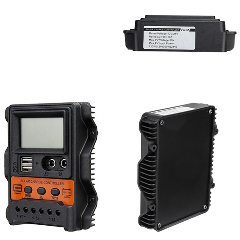 Auto Solar Charge Controller PWM Controller LCD Display Dual USB 5V Output Solar Panel Charger Regulator