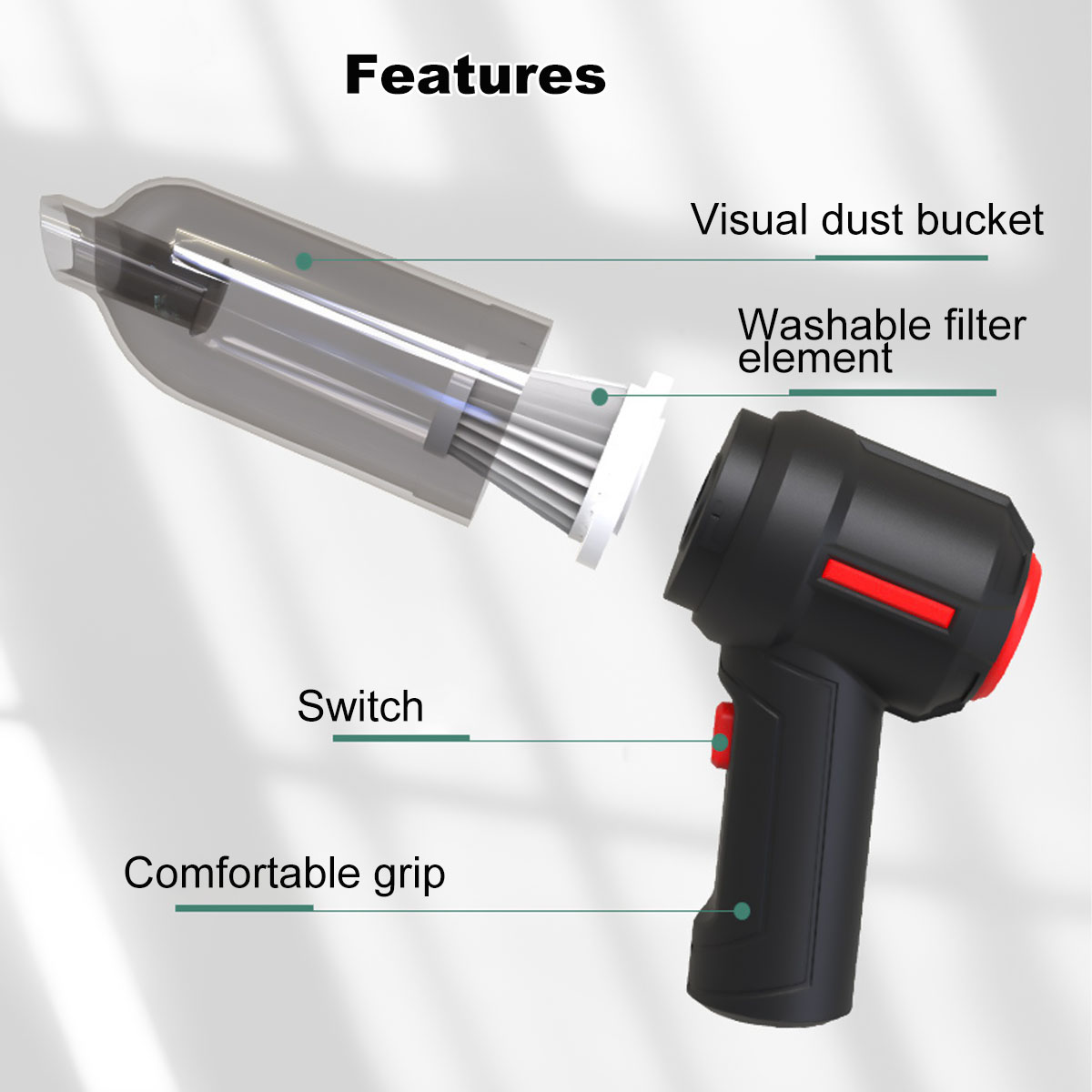 4-In-1 Draadloze Air Duster Usb Dust Blower Handheld Dust Collector Oplaadbare 9000Pa Portable Voor Pc laptop Auto Schoon Toetsenbord