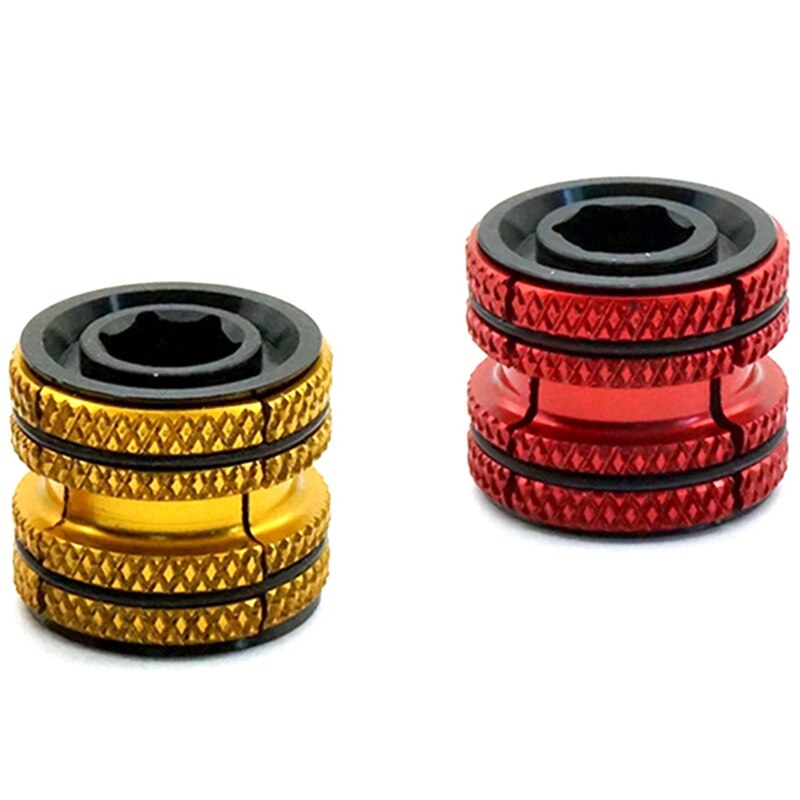 2 Pcs Aluminum Alloy Bicycle Headset Expander Plug for 28.6mm 1 1/8 Inch Steerer Carbon Fork Headsets Plugs, Gold & Red