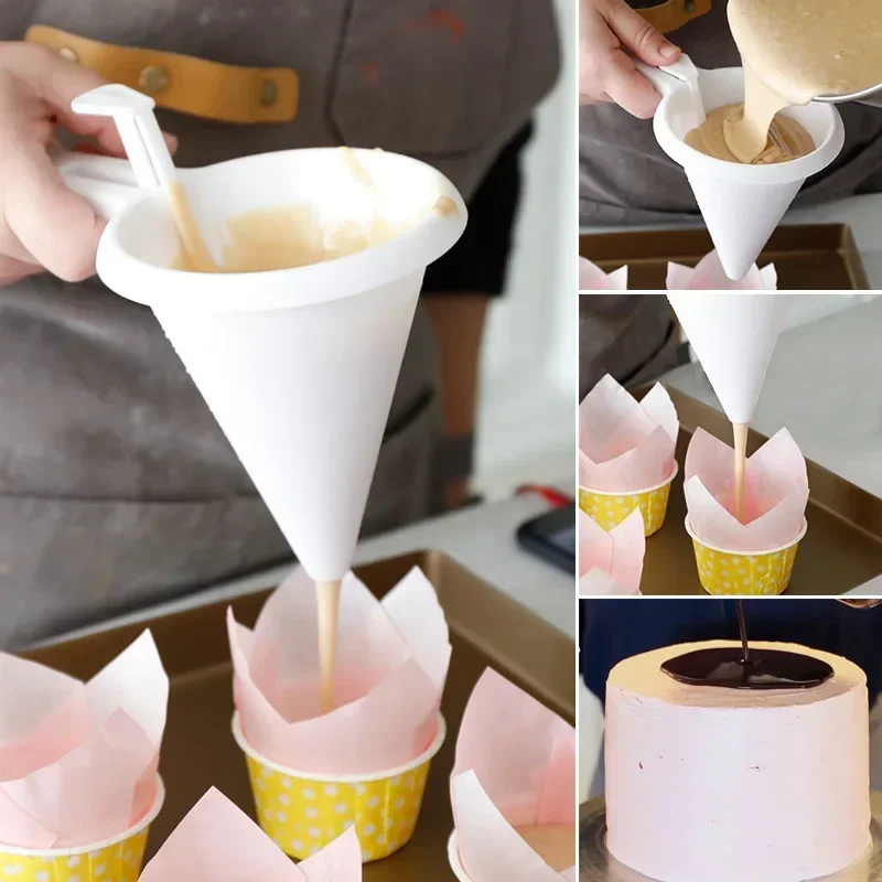 Embudo de mano ajustable, molde para repostería, dulces y Chocolate, crema de pastelería, galleta, magdalenas, máquina para hacer tortitas, suministro de cocina para hornear