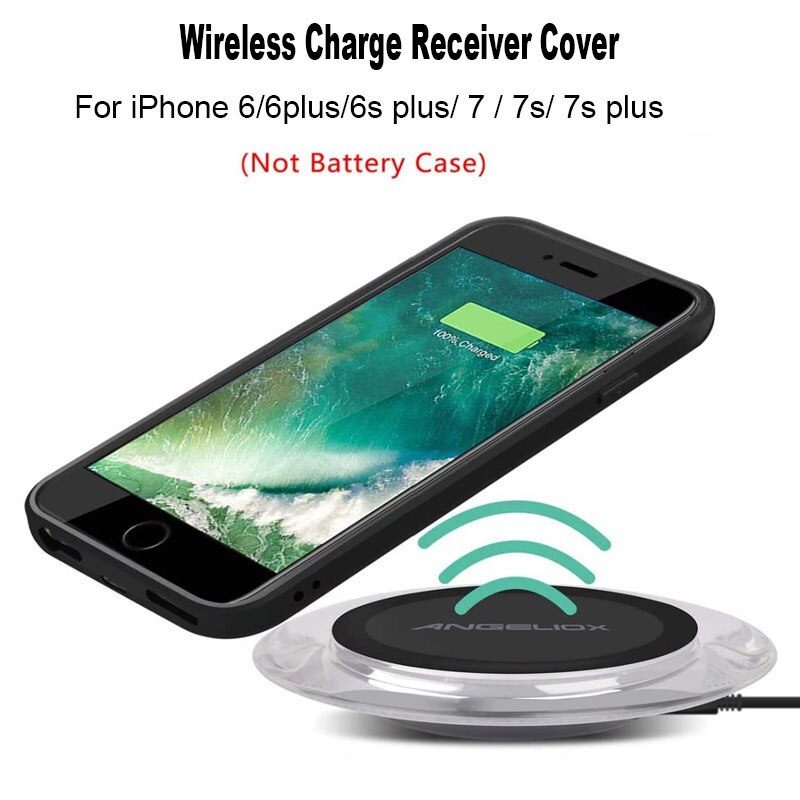 Qi Wireless Charging Receiver Case for iPhone 6 /6S/6S Plus/6 Plus /7/7Plus, Wireless Charger Receiver TPU Phone Cover Black