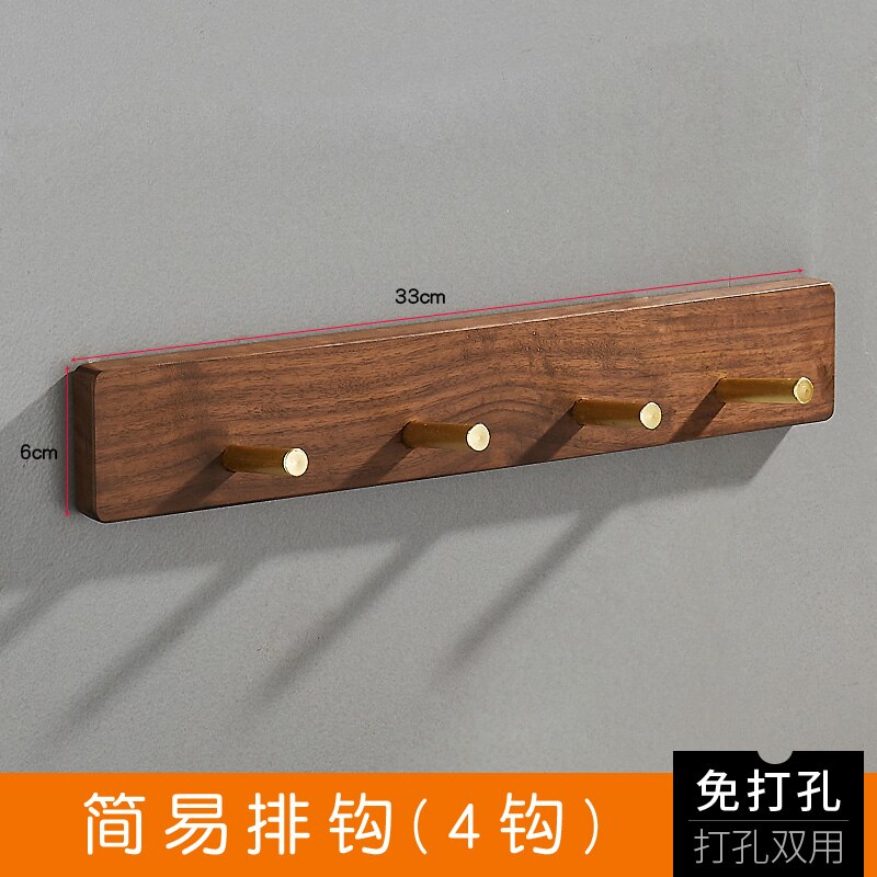 Perchero de madera maciza para ropa, estante de almacenamiento, colgador de pared, soporte de papel toalla negra de nogal, estante esquinero, accesorios de baño: line hook