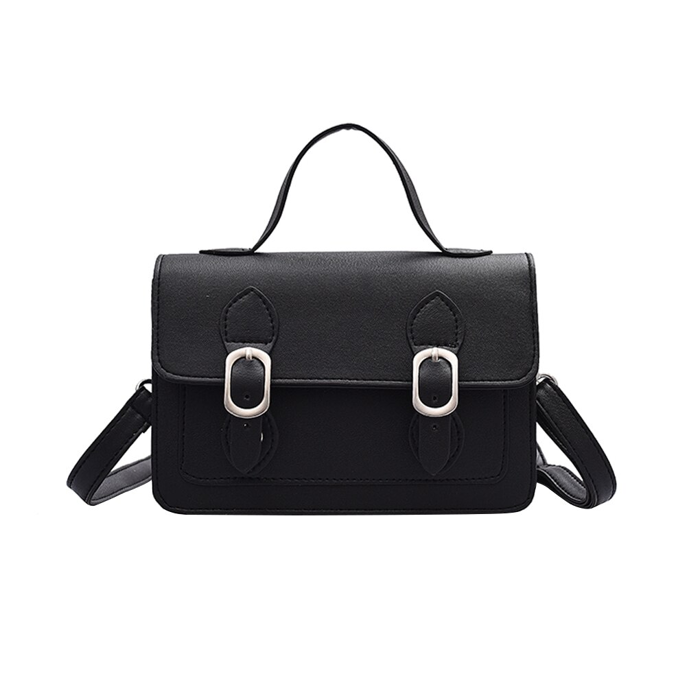Mini sacs à bandoulière en cuir PU pour femmes, Mini sacs à couleur frappée, petits sacs à main carrés à rabat, sac pour dames, pochette fourre-tout: Black