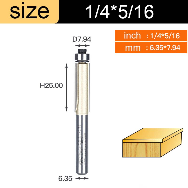 Arden Flush Trim Router Bits for Wood 1/2 1/4 Shank Woodworking Tools Trimming Cutters with Bearing Endmill Milling Cutter: X01302