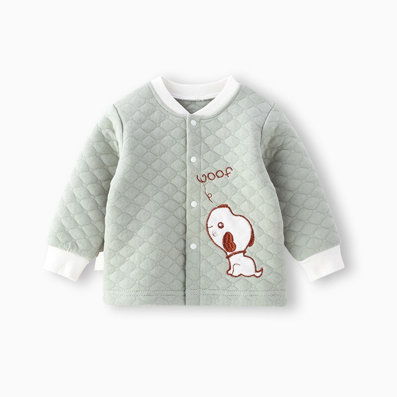 Automne sous-vêtements pour tout-petits garçons vêtements thermiques pour enfants bébé mince coton cardigan épaississement avec 0-3 mois bébé fille vêtements: Vert armée / 66cm