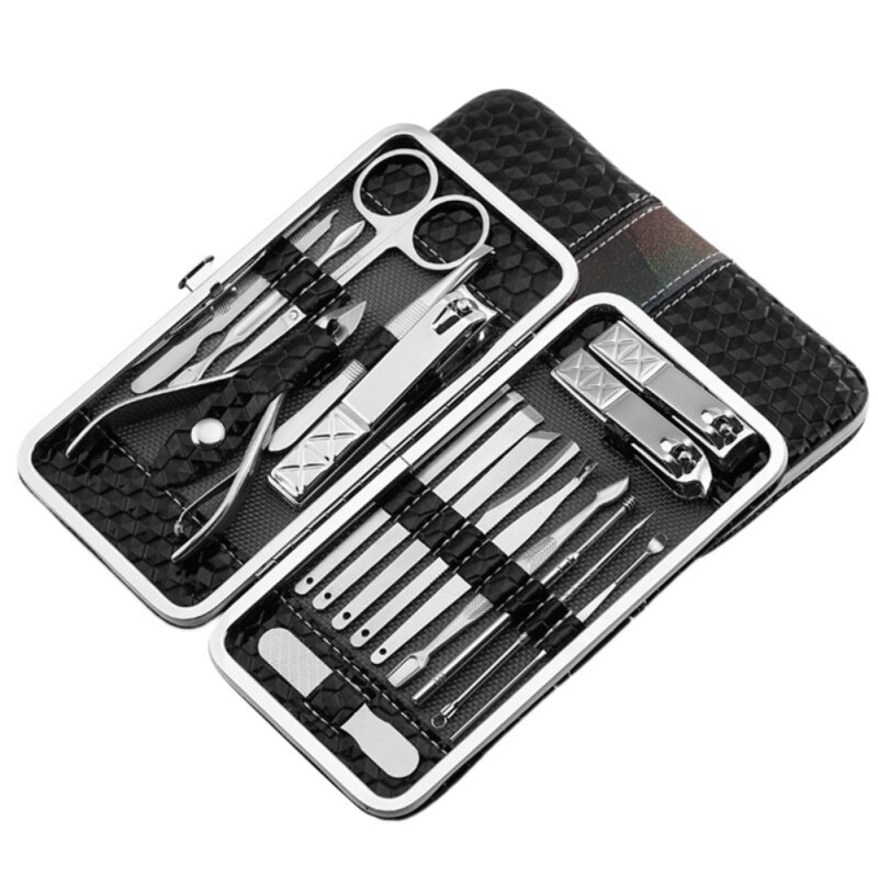 18 Pcs Nail cutter Set Nail Clipper Set bag Stainless Steel Manicure Pedicure Tool Nail Clipper Kit Set Luxurious Case free ship
