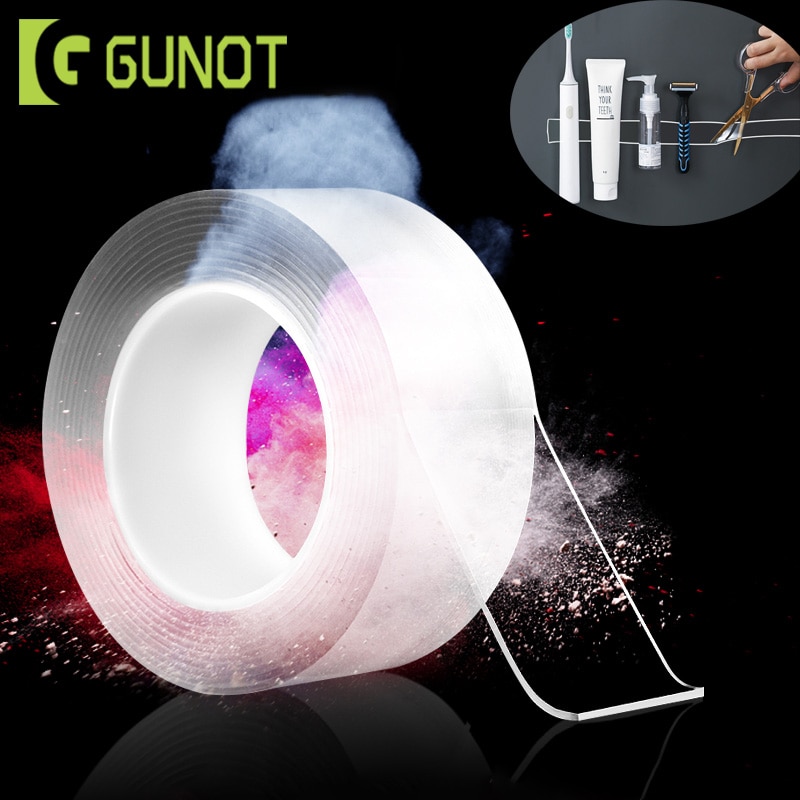 GUNOT 1 M/3 M Multifunctionele Dubbelzijdige Nano Tape Wasbare Herbruikbare Traceless Tape Thuis Draagbare Tool badkamer Accessoires