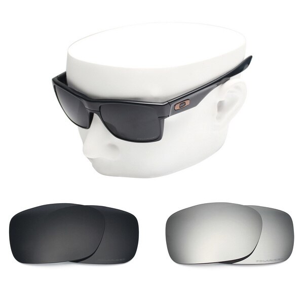 OOWLIT Anti-Scratch Ersatz Linsen für-Oakley TwoFace OO9189 Geätzt Polarisierte Sonnenbrille: Black and Silver
