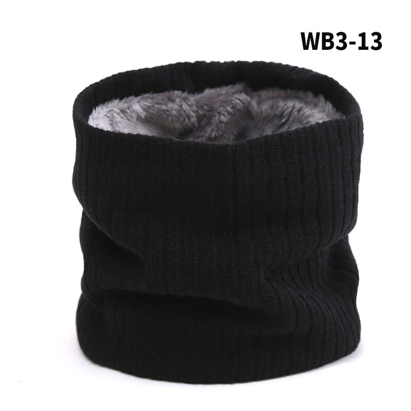 Women Knitted Scarf Solid Winter Snood Scarves Lady Warm Wool Fur Thick Unisex Men Neck Scarfs Ring Accessories: Balck