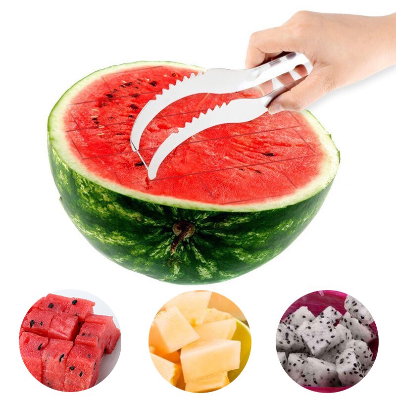 Rustfritt stål vannmelon slicer cutter kniv utkerner frukt grønnsak verktøy kjøkken gadgets frukt verktøy kutte vannmelon artefakt