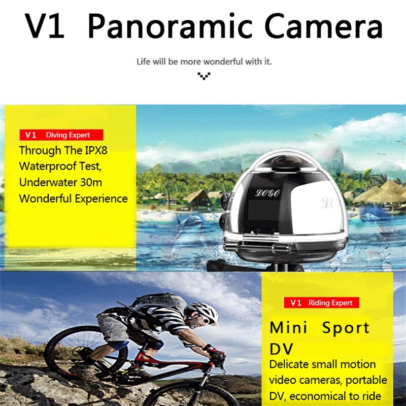2448P camera 360-degree VR Rear View panoramic portable small cam 16MP Remote Control surveillance Various Colors Available