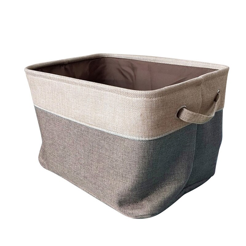 Cover-less Cotton Linen Red Baskets Toy Large Storage Clothes Canvas Box Wine Double-layer Compartment: Khaki / S