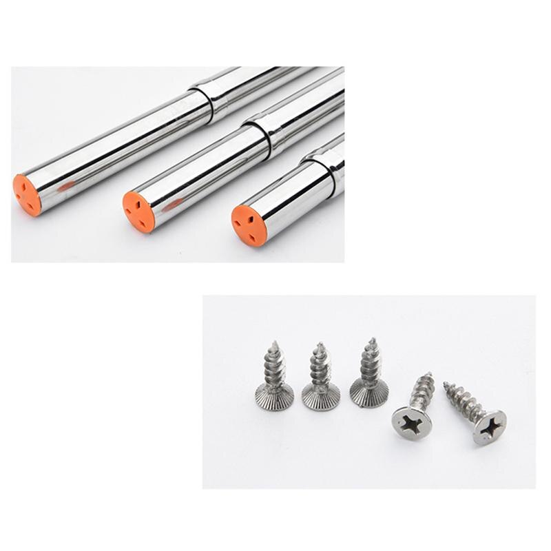 1PC Drying Rack Stainless Steel Telescopic Closet Pole Thickened Adjustable Wardrobe Hanging Rod for Home (Silver)