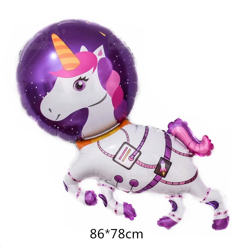 Globo de aluminio de dibujos de caballos de unicornio, serie espacial, animal, oso, mono, decoración de de cumpleaños, tema de aviación, 1 ud.