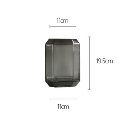 Hexagon Transparent Glass Vase Home Decoration Flower Arrangement Office Display Furnishing 3D Solid Hydroponics Crafts