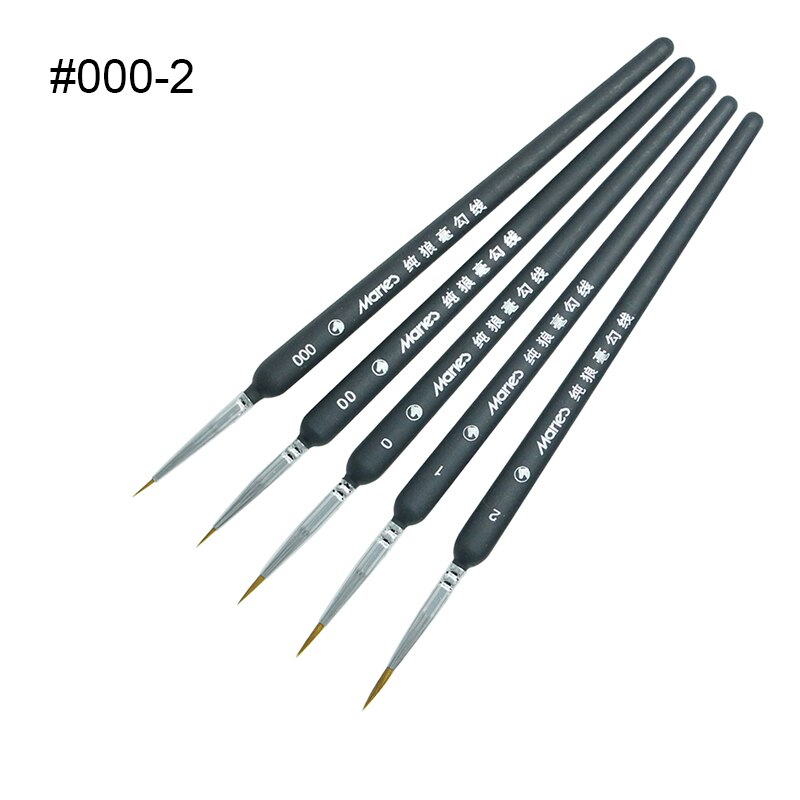 Juego de pinceles de línea de gancho, pinceles de pintura para acuarela, pintura al óleo de acrílico, delineador de dibujo, lápiz pincel para pintar, perfilador de gancho: 5pcs from 000 to 2