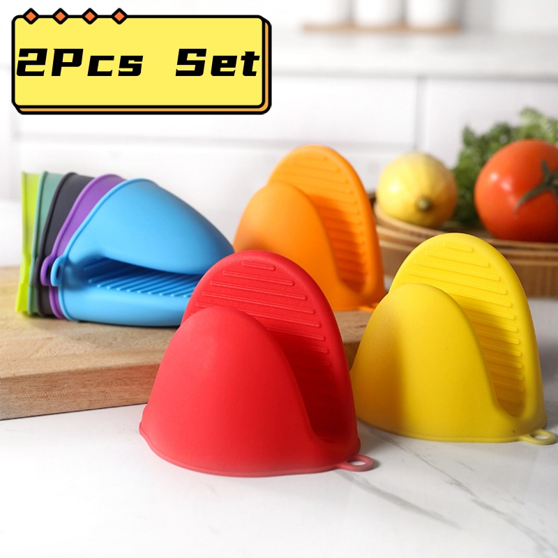 Guantes gruesos de silicona para horno, guantes antiescaldaduras resistentes al calor para cocinar, empuñaduras para pellizco, soporte para ollas, accesorios de cocina de silicona, 2 uds.