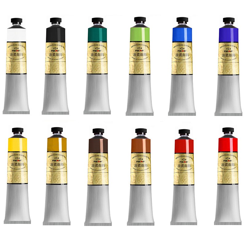 Oil Paints Set for Artists 12 X Large 50ml 1.76 fl oz Tubes Eco-Friendly Non-Toxic Lightfast Paint with Exceptional Pigment Load: No.1-No.12