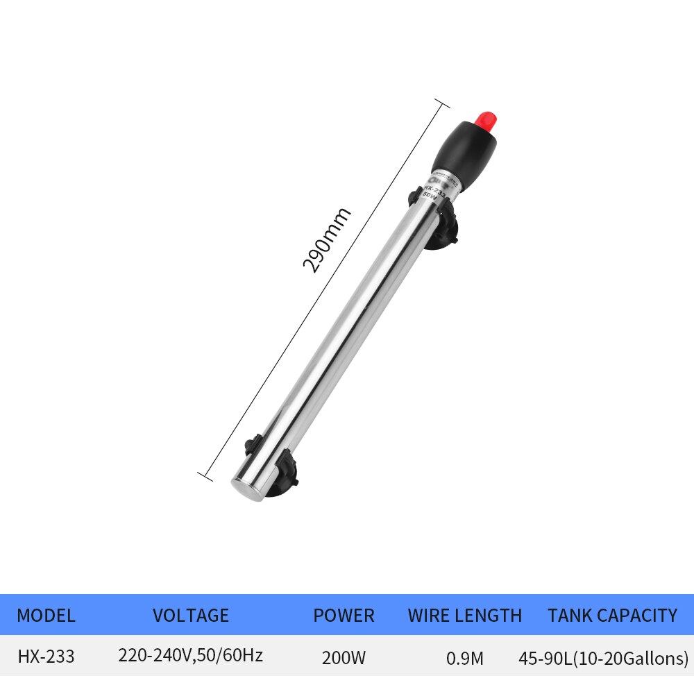 Calentador de agua sumergible para acuario, termostato de varilla de calentamiento de temperatura constante para tanque de peces de tortuga, 220V: HX-233-200W / AU PLUG