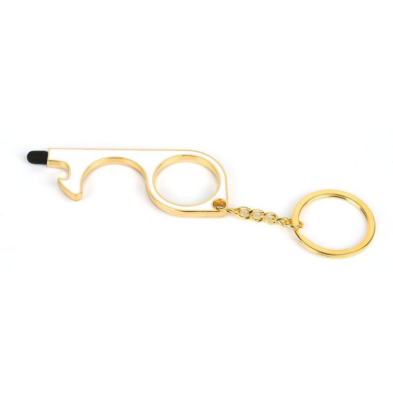 No Touch Open Door Tool Beer Trigger Touch Screen Key Chain Anti Contact Door Opener Tool Contactless Safe Elevator Artifact: white