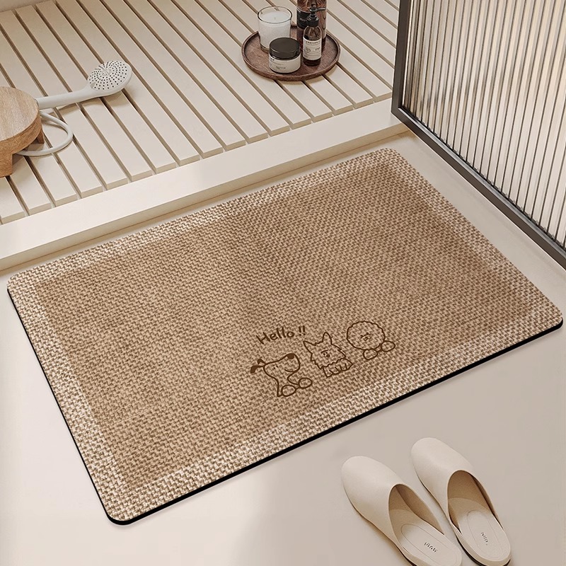 Tapis de sol de salle de bain, boue de diatomée, séchage rapide, tapis de porte de salle de bain, tapis antidérapant domestique, lavabo de toilette, coussinet de pied: 50x160cm / Gris clair