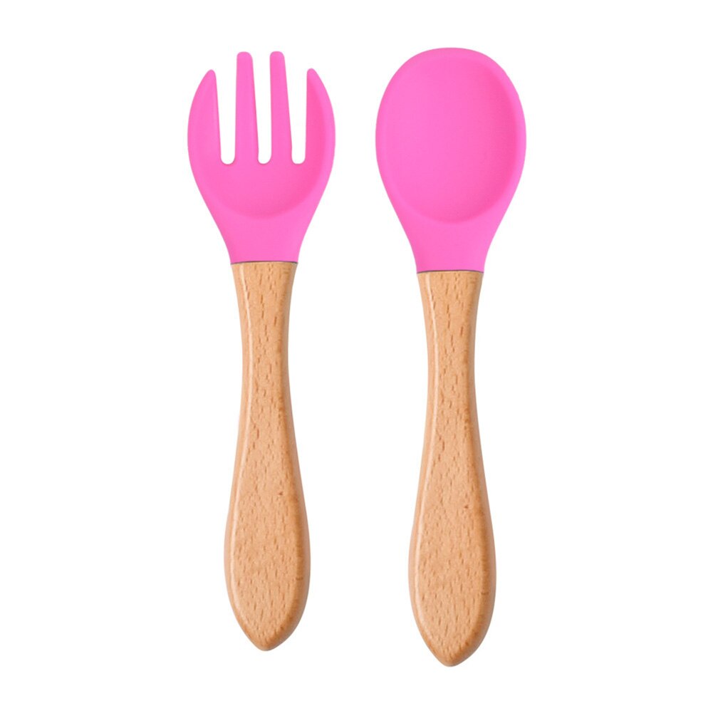 Baby Lepel Siliconen Houten Babyvoeding Lepel Accessoires Kinderen Verjaardagscadeautjes Veiligheid Kinderen Leren Eten Tool: Style H