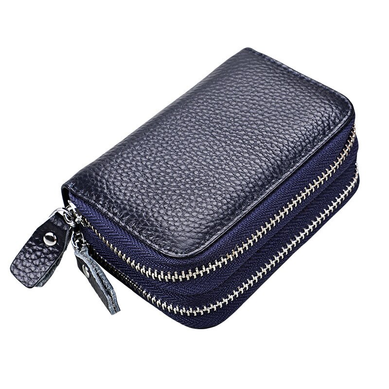 In vera Pelle Rfid Carta Del Raccoglitore della Chiusura Lampo delle Donne Piccolo Cambiamento Del Raccoglitore Della Borsa Per La Femmina Brevi Portafogli Con I Titolari di Carta Donna borsa: Kb 81 dark blue