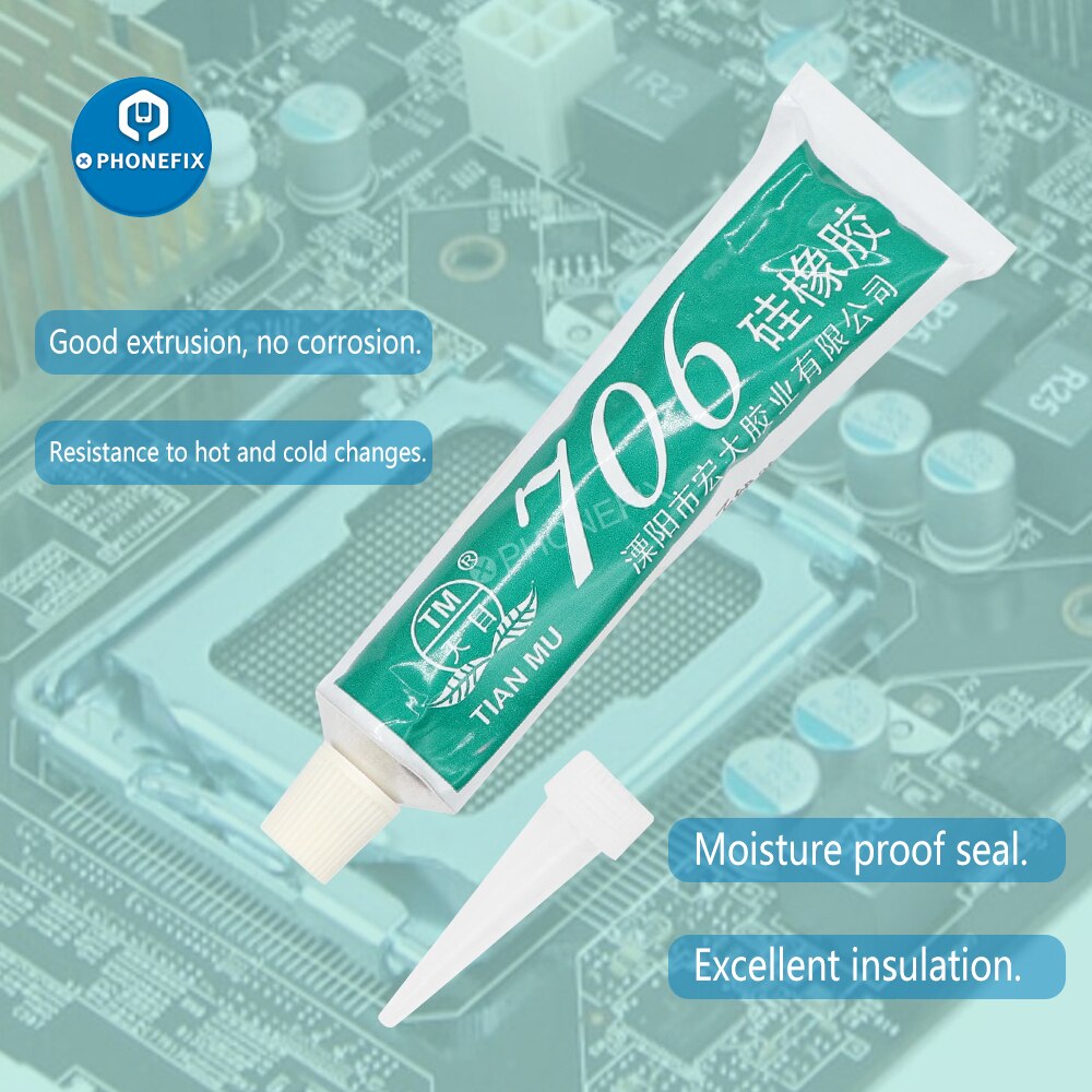 45g elektronische kit siliconen industriële lijm 701/704/705/ tm -441 siliconen rubber rood wit zwart transparante afdichtingslijm: 706 -  doorschijnend