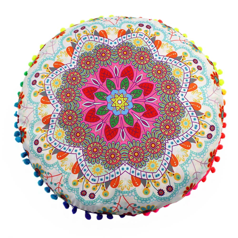 43*43cm indiska mandala golvkuddar runda bohemiska kuddar kuddar fodral textil kudde 3: D