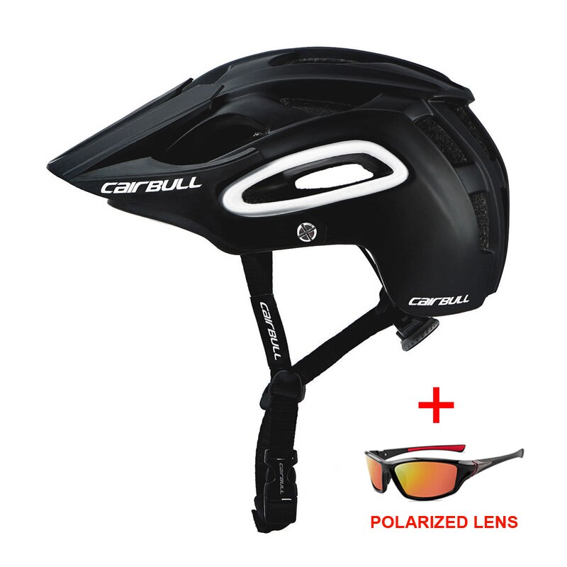 Sports Breathable Riding Cycling Helmet with Glasses Men Women Ultralight Mtb Bicycle Helmet Outdoor Road Mountain Bike Helmet: Black 2 / L(58-62)