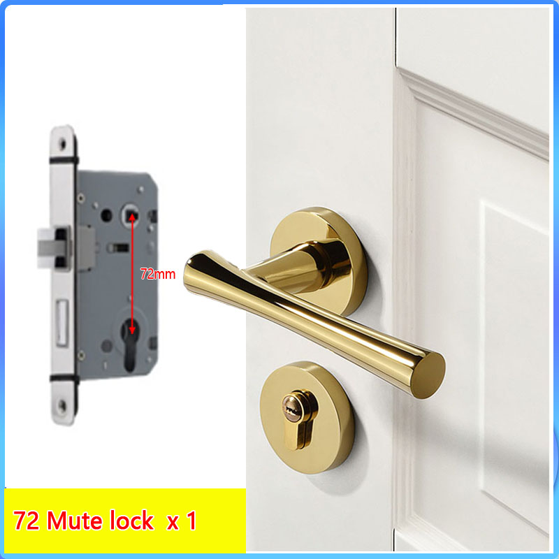 golden PVD cerradura silenciosa dividida dormitorio sólida aleación de zinc interior americano moderna cerradura silenciosa con 100% de latón: 72 mute X 1
