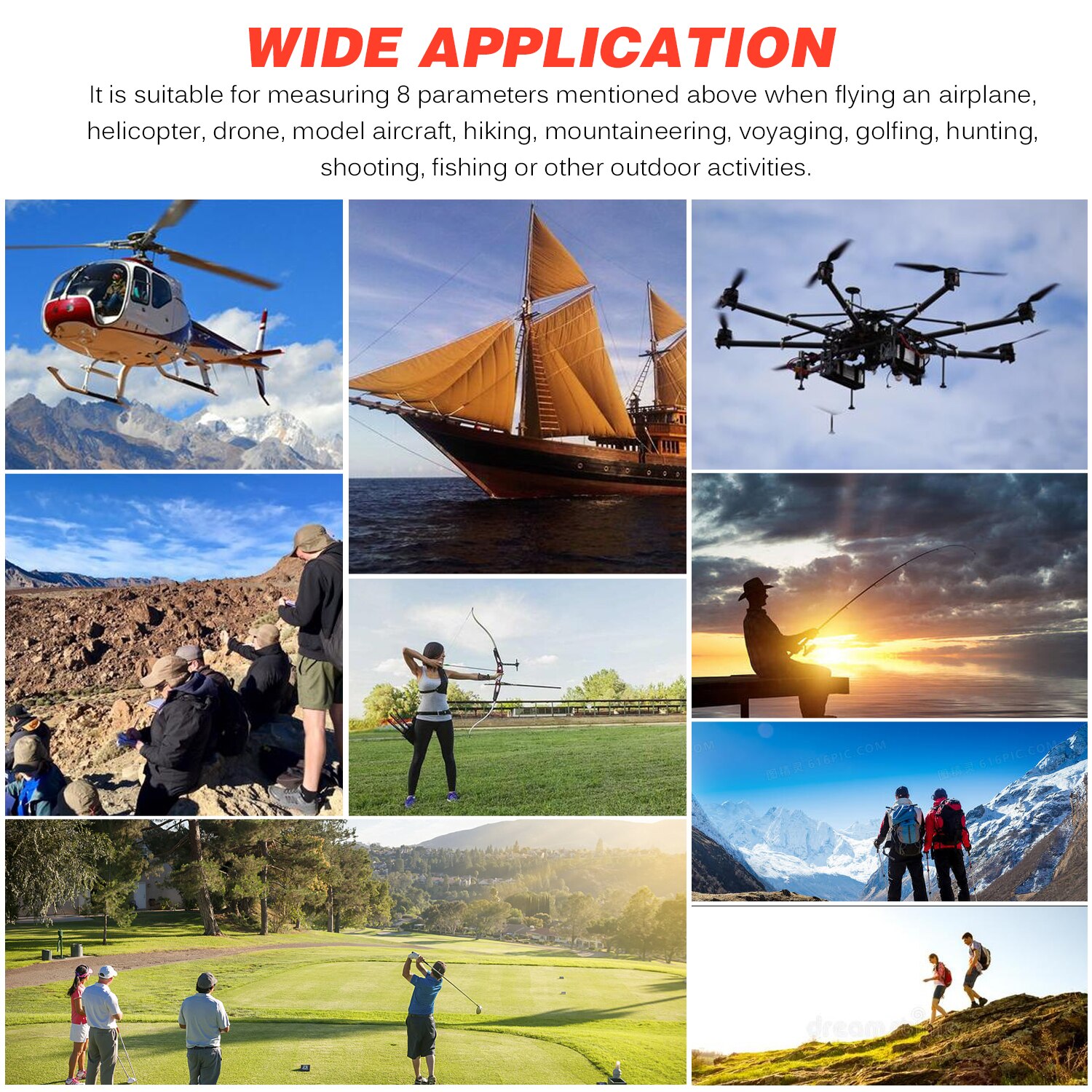 Digital Anemometer Wind Speed/Wind Chill/Temperature/Humidity/Heat Index/Dew Point/Barometric Pressure/Altitude Meter