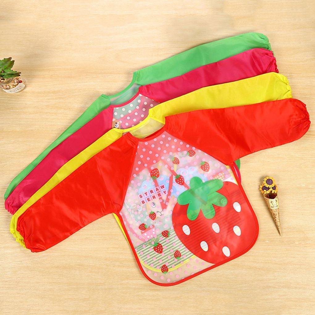 Mooie Baby Slabbetjes Baby Lange Mouw Waterdichte Babyvoeding Kiel Kinderen Plastic Overall Bib Peuter Sjaal