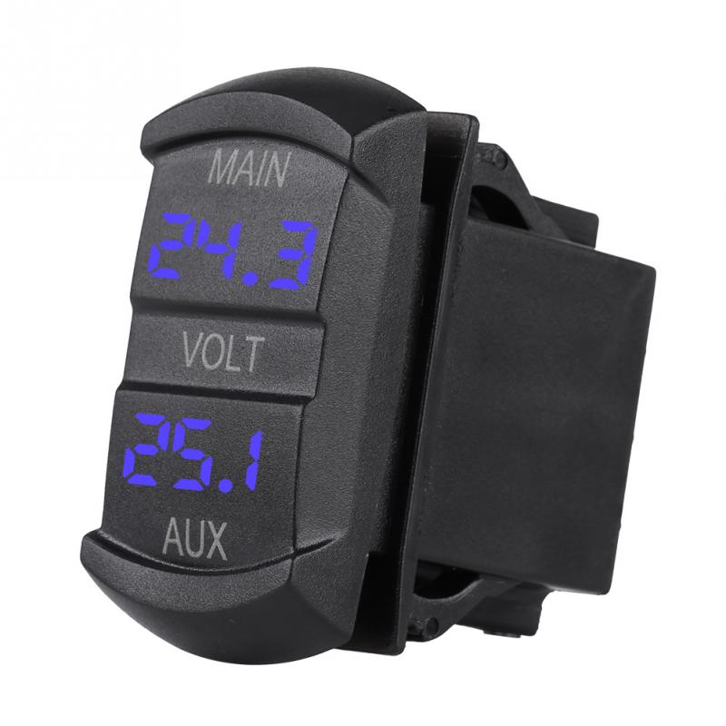 Car Double Voltmeter, Car DC 10V-60V Blue LED Digital Double Voltmeter