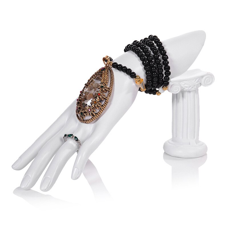 Elegante Resina Mannequin Anello Dell'orecchino Del Braccialetto Del Pendente Dei Monili Mostra Della Collana Del Supporto Del Basamento Del Busto Modello di Mostra Mostra Decorare Contatore Kit: Hand-Hor White