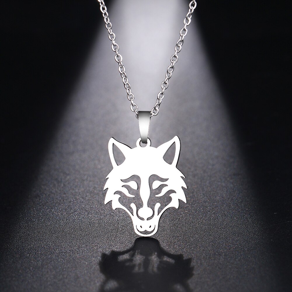 DOTIFI-collar de acero inoxidable para mujer y hombre, Gargantilla con cabeza de Lobo, colgante, joyería de compromiso