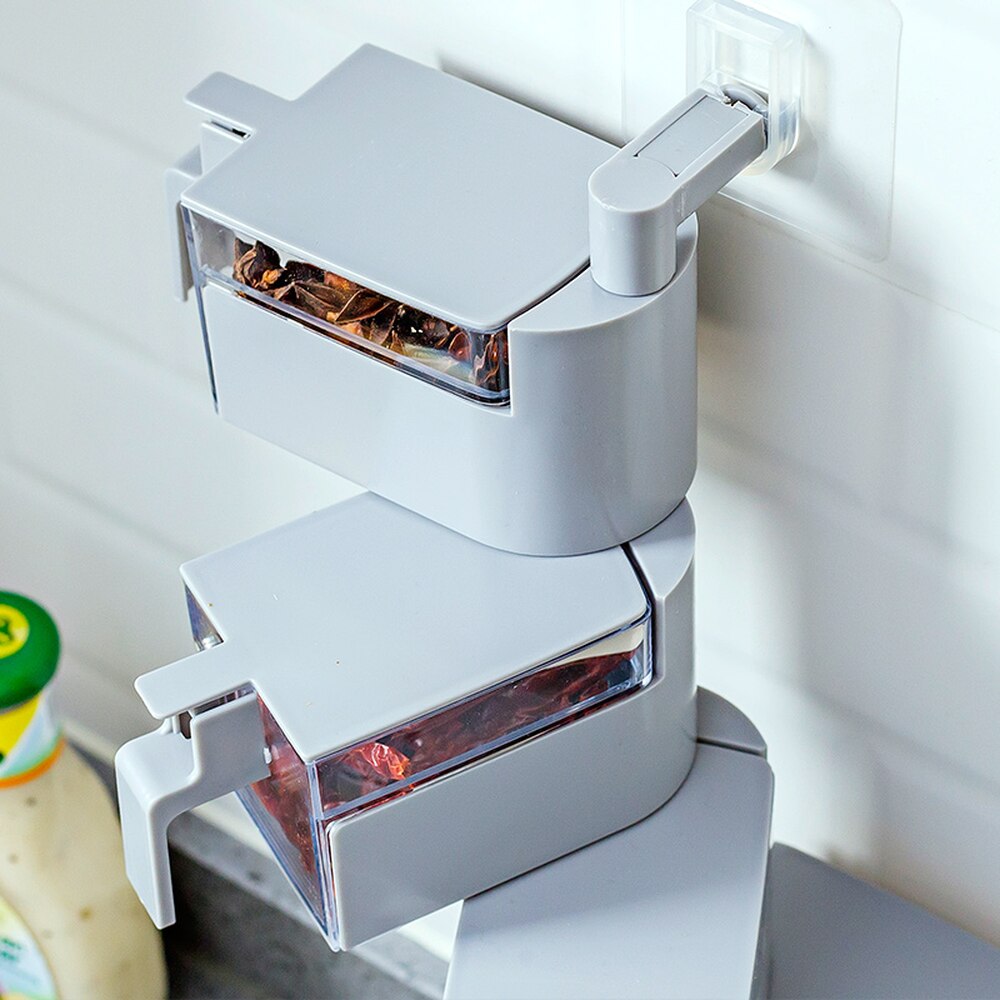 Kitchen supplies salt cans wall hanging free punch household seasoning jars bottle storage box spice box set MJ1020