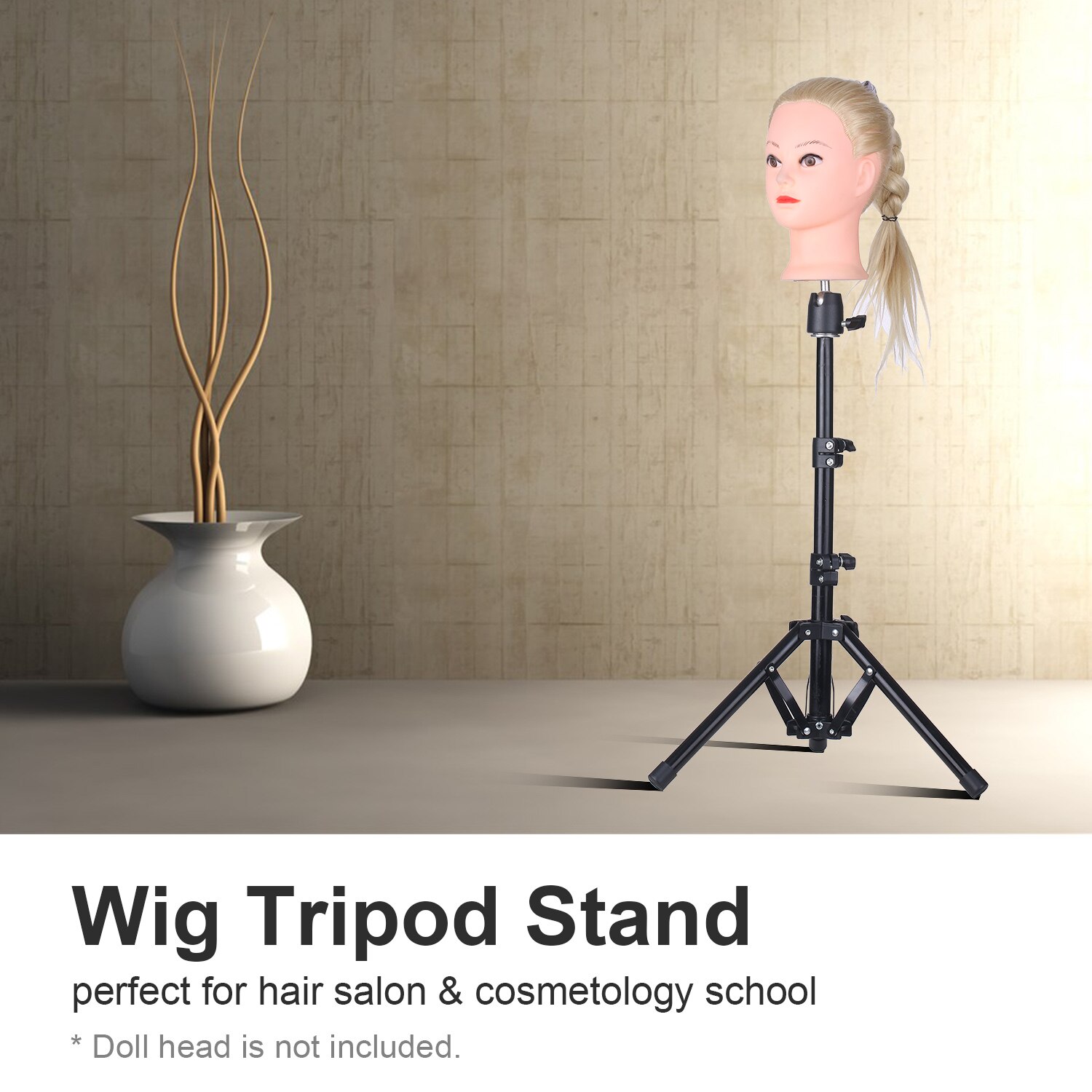 Tripod Stand Heavy Duty Manikin Head Wig Stand with Cloth Storage Bag Cosmetology Hairdressing Training Mannequin Head Stand