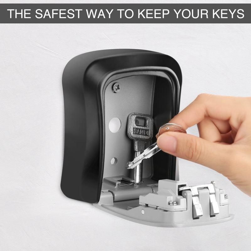 Key Lock-Box Wand Montiert Aluminium legierung Key Safe Box Wetterfeste 4 Digit Kombination Schlüssel Lagerung Lock-Box Indoor Outdoor