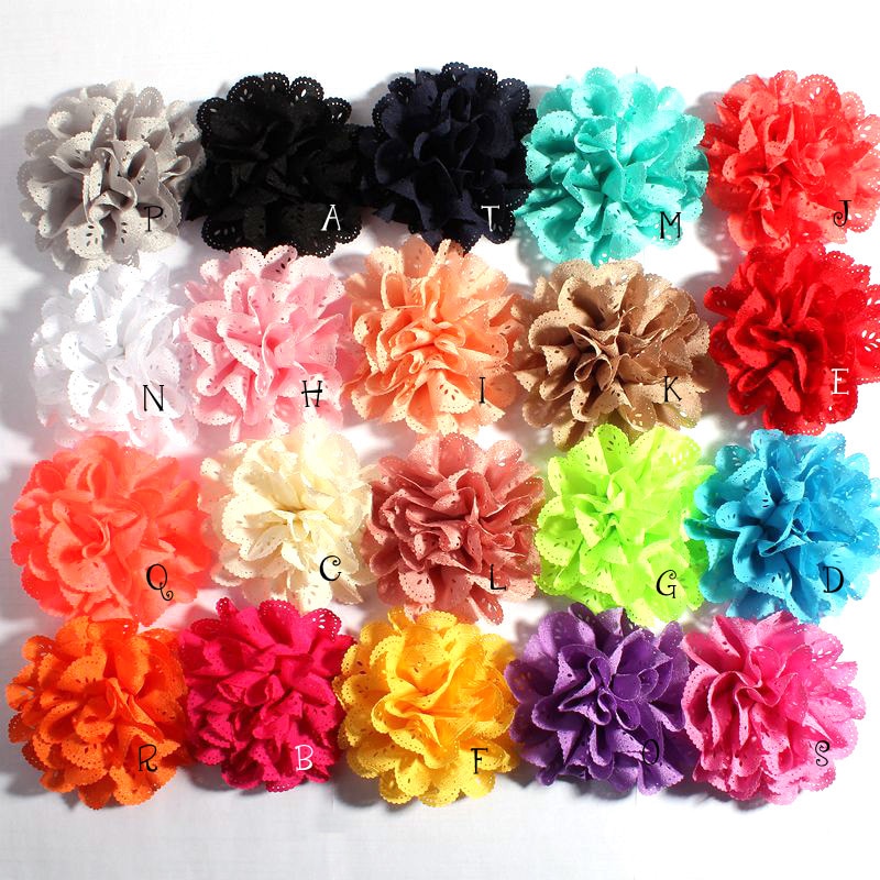 120 stks/partij 10 cm 20 Kleuren Mode Hol Blossom Oogje Haar Bloemen Zachte Chic Kunstmatige Stof Bloemen Voor Kids hoofdbanden