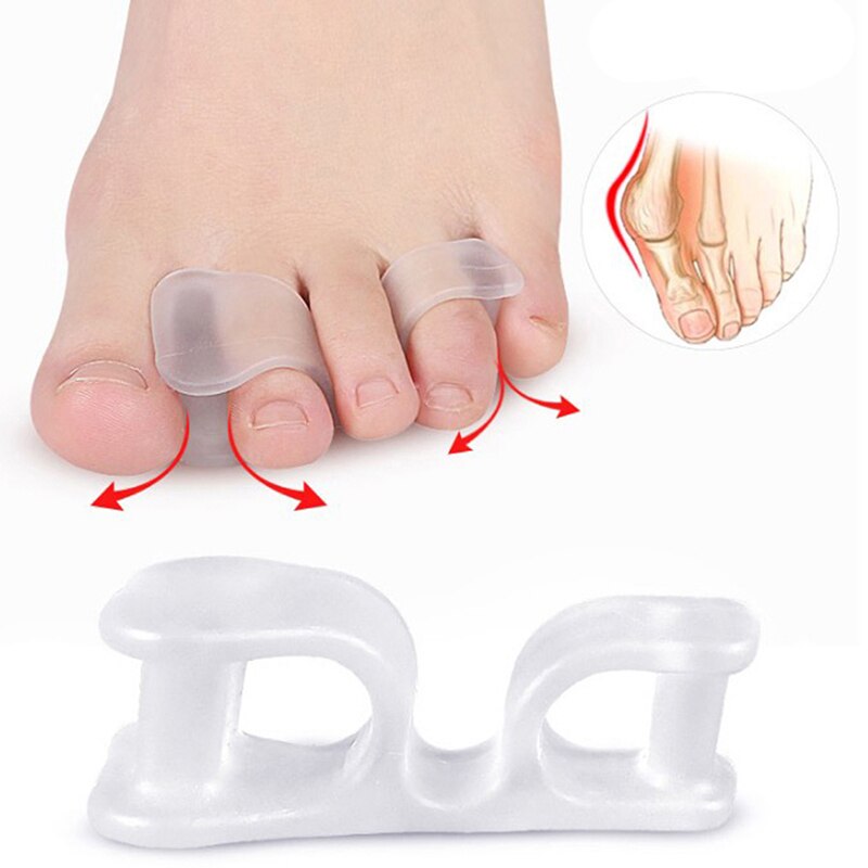 2Pairs Silicone Big Toe Two Hole Thumb Valgus Toe Separator Pedicure Gel Foot Fingers Protector Corrector Foot Care Tool