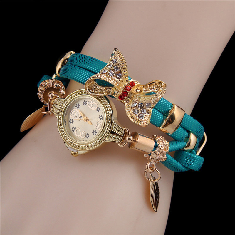 Mode Dames Armband Horloge Strik Armband Horloge Vrouwen: blue