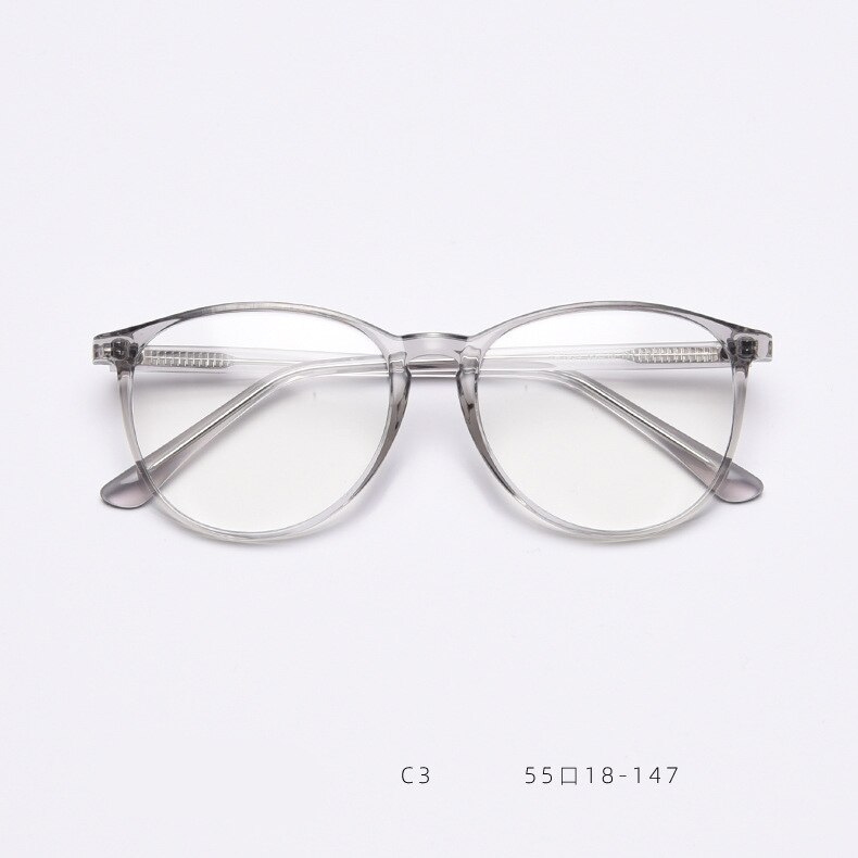 49428 TR90 Anti Blue Round Glasses Frames Men Women Big Frame Optical Computer Glasses: C3Gray